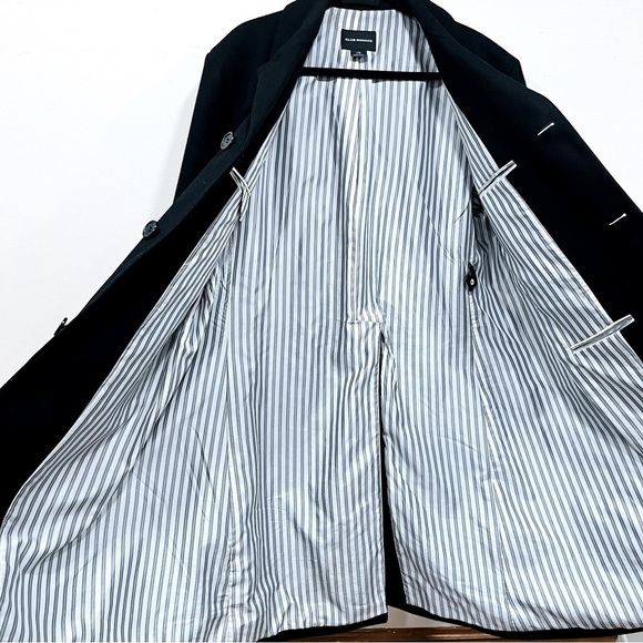 Club Monaco Classic Black Wool Melton Coat Size Large - Picture 3 of 5